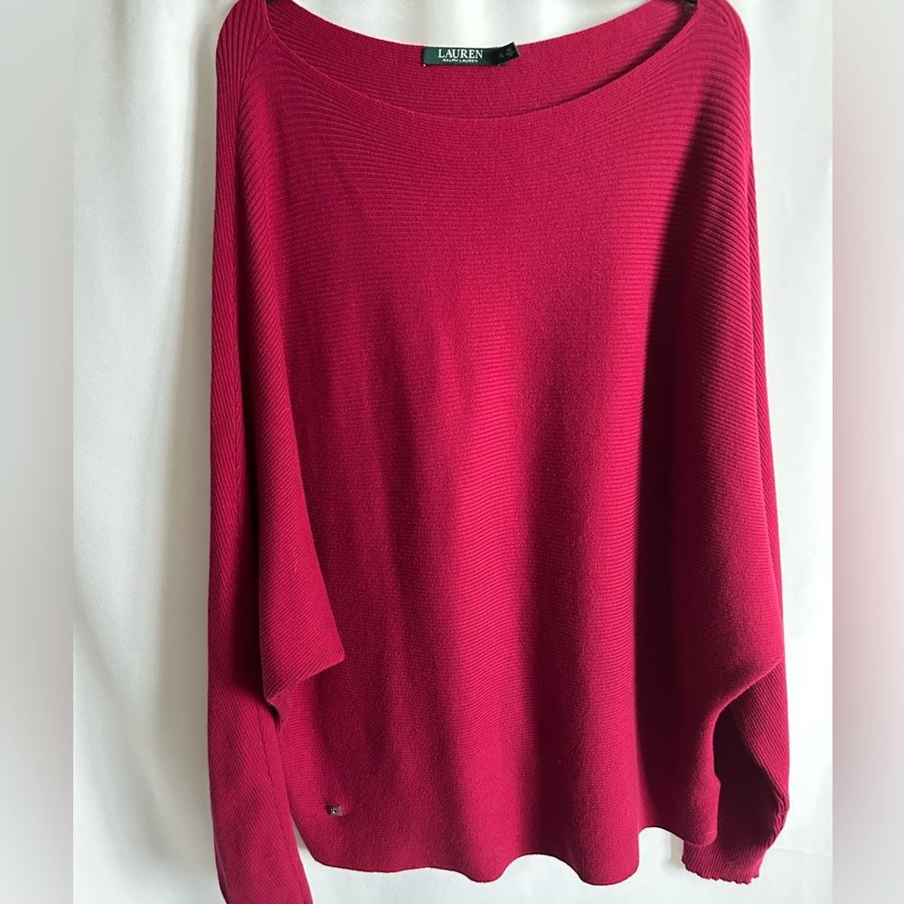 XL Lauren Ralph Lauren pink dolman boatneck sweater LN